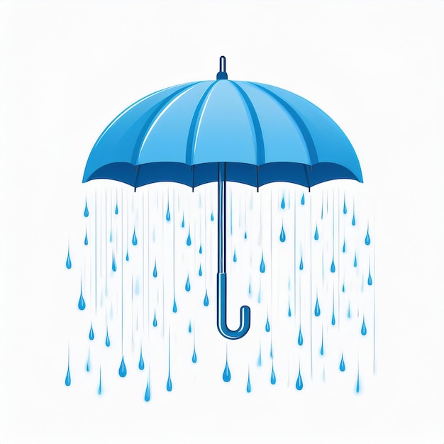 Vector a picture of a blue umbrella with rain drops on it