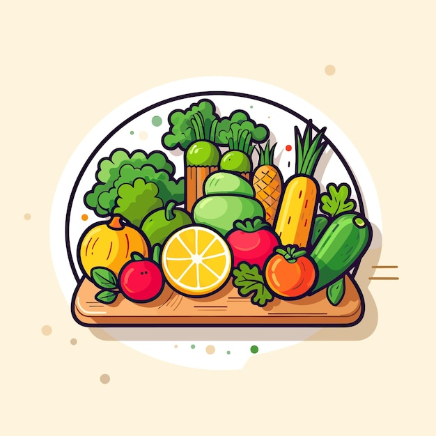 A picture of a bowl of vegetables and a lemon on a table.