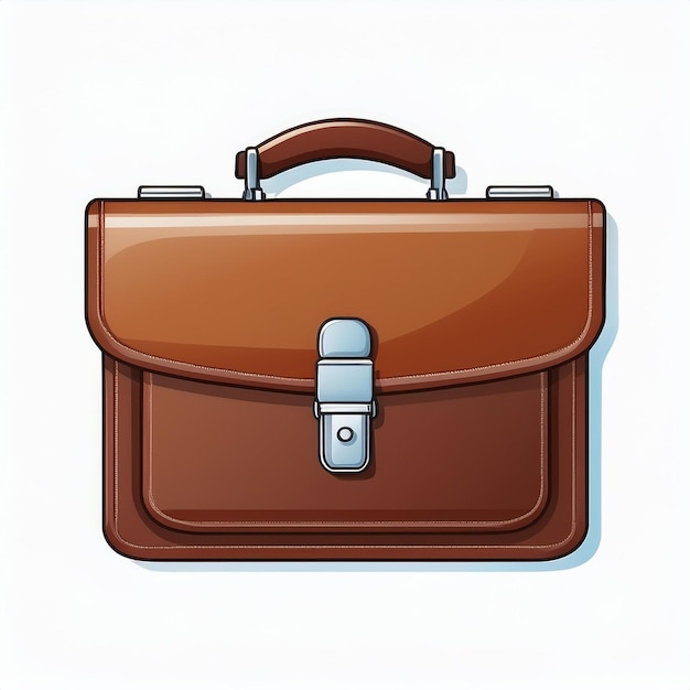 a picture of a brown briefcase with a button on it