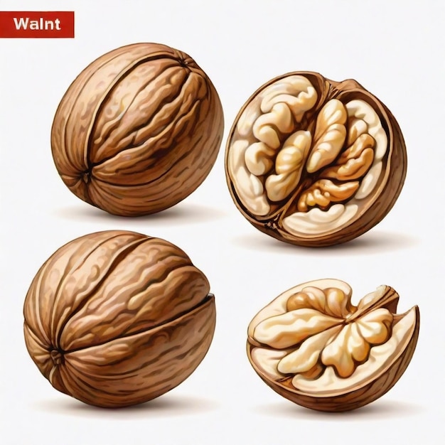 Vector a picture of a bunch of nuts including walnuts