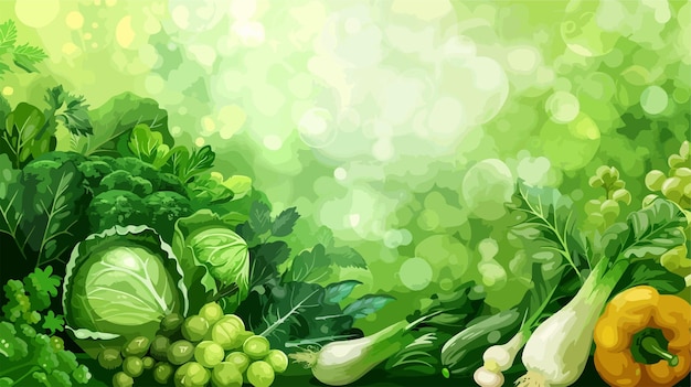 Vector a picture of a bunch of vegetables with a green background