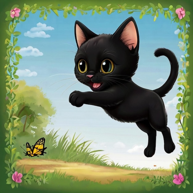 Vector a picture of a cat and a butterfly that says quot a butterfly quot