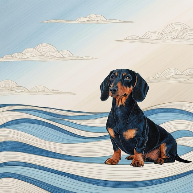 Vector a picture of a dachshund sitting on the water