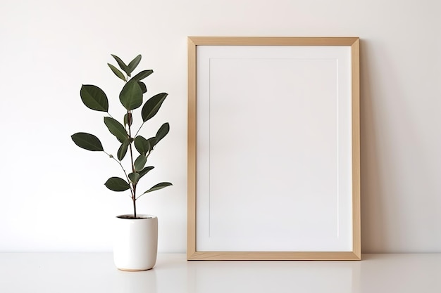 Vector a picture frame with a plant in it and a picture frame on the wall