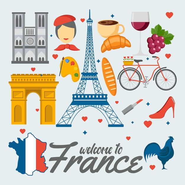 Vector a picture of a french themed scene with french french and paris