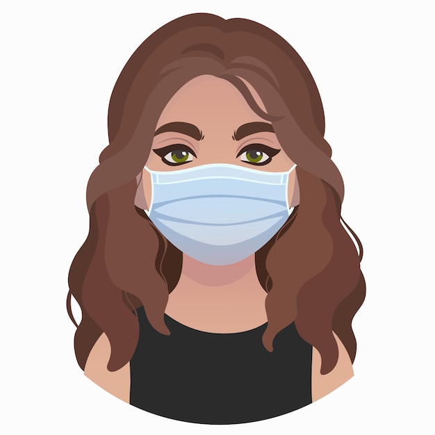 Picture of a girl in a medical mask in cartoon style