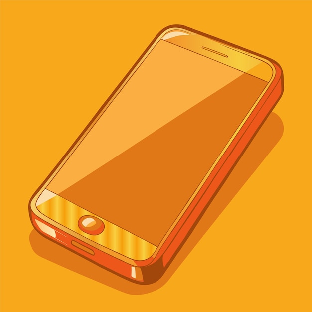 a picture of a gold cell phone with a red screen