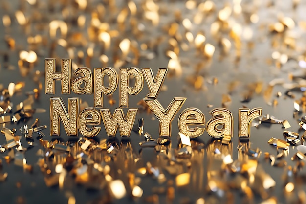 Vector a picture of a gold glitter with the words happy new year on it