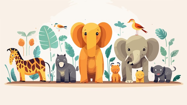 a picture of a group of elephants and a giraffe