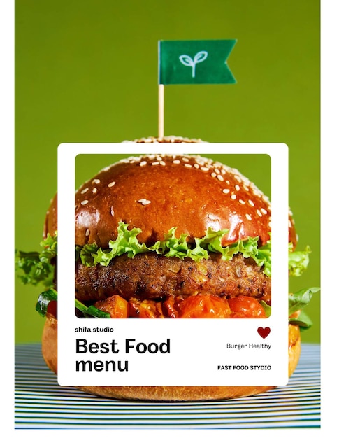 a picture of a hamburger with the title best food menu