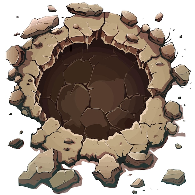 a picture of a hole with rocks and rocks