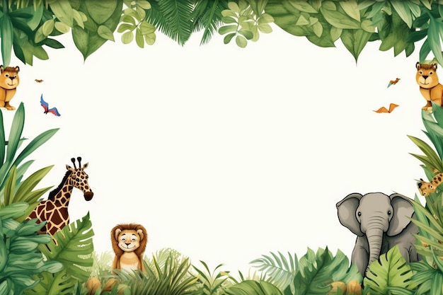 a picture of a jungle with animals and a sign that says quot wild animals quot