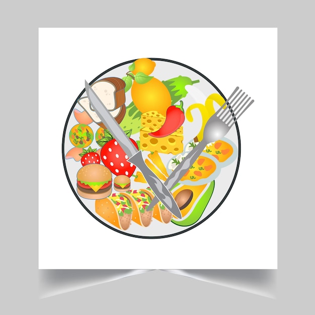 Vector a picture of a plate with a fork and knife on it