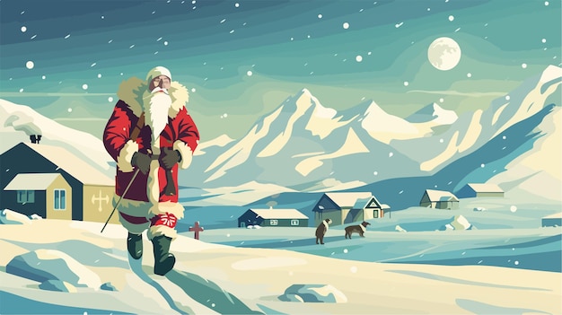 Vector a picture of santa carrying a bag of presents