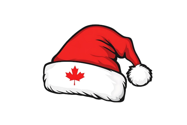 Vector a picture of a santa hat with the maple leaf on it