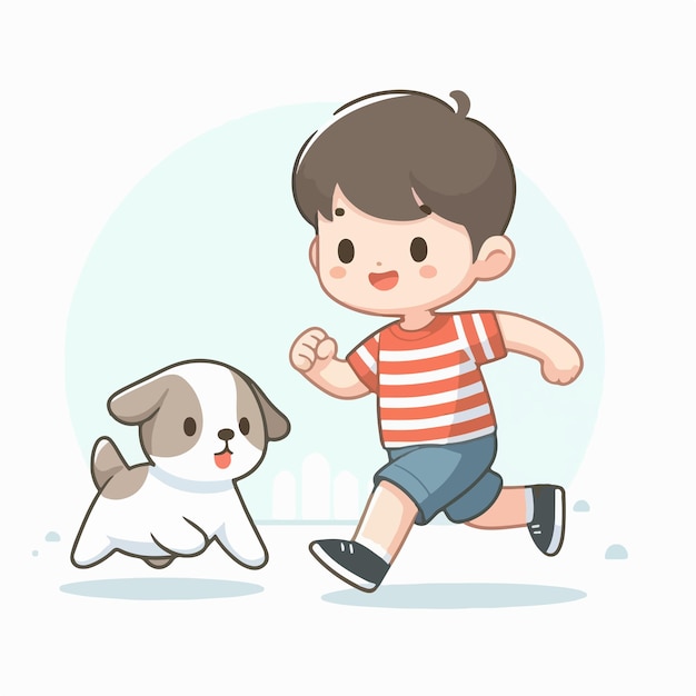 Picture of a small child and his pet with his activities