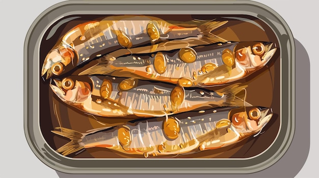 Vector a picture of some fish in a pan with the words  food  on it