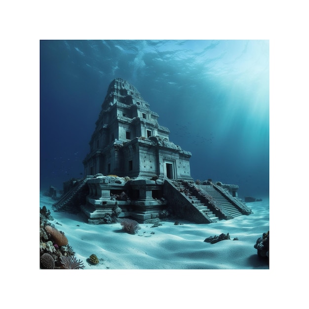 Vector a picture of a temple made of stone in the water