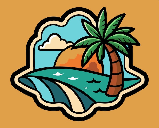 Vector a picture of a tropical island with a palm tree on it