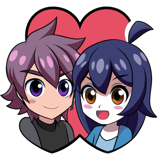 Vector a picture of two anime girls with a heart behind them