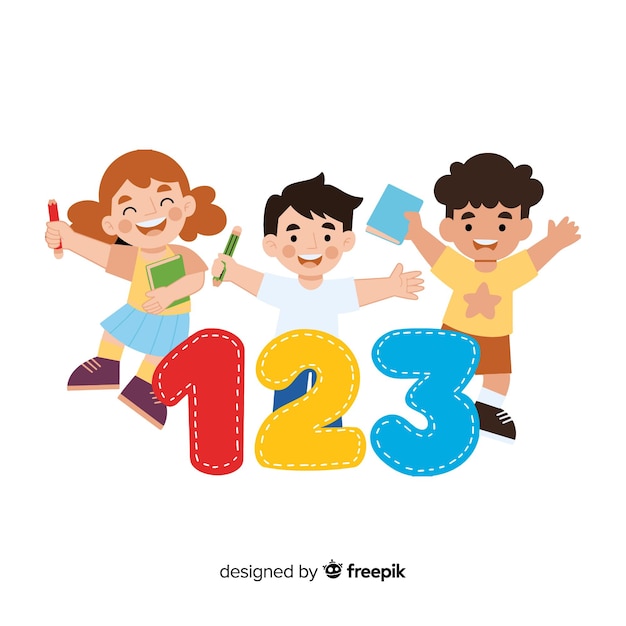 a picture of two children with the number 3 on it