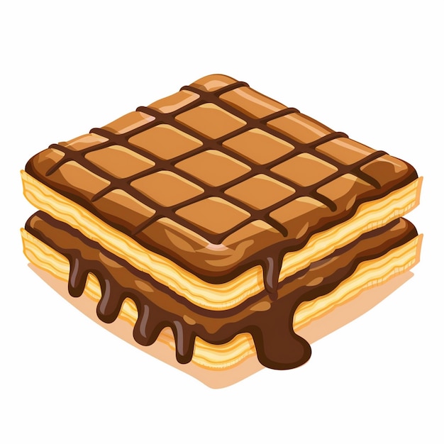 Vector a picture of a waffle sandwich with chocolate syrup on it