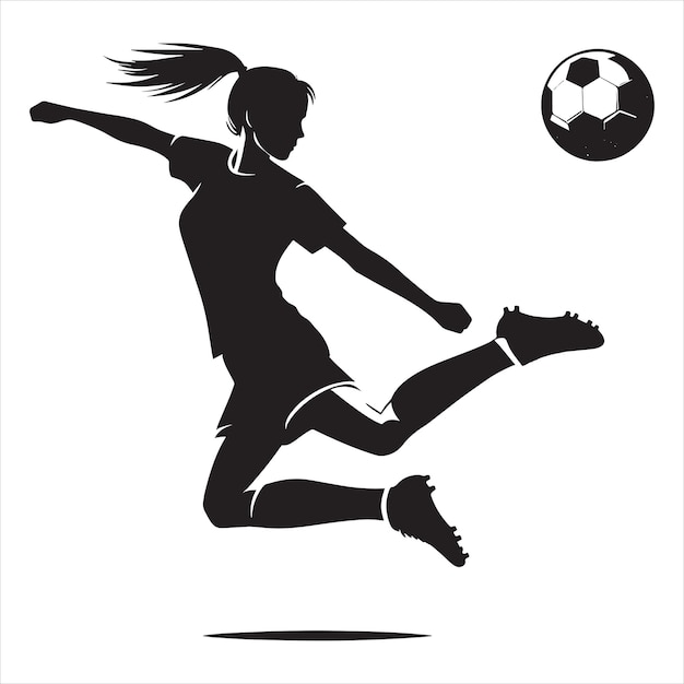 Vector a picture of a woman kicking a soccer ball with the word quot soccer quot on it