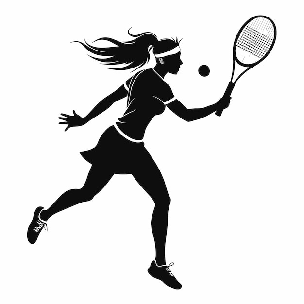 a picture of a woman playing tennis with a racket