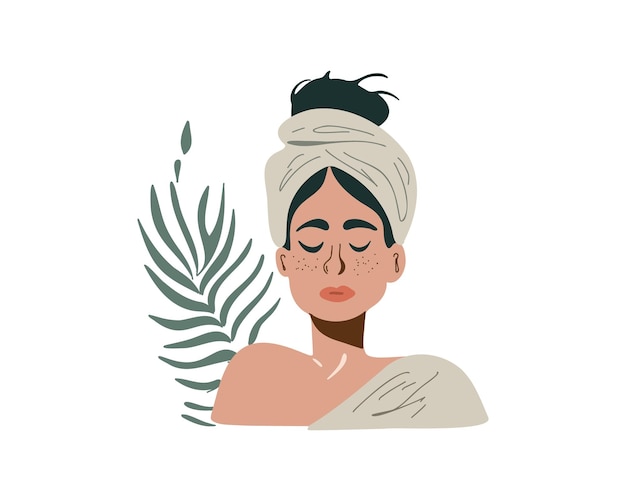 Vector a picture of a woman with a plant in her hair