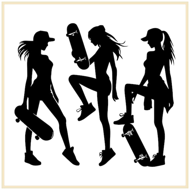 Vector a picture of women with a skateboard and the words  girls  on it