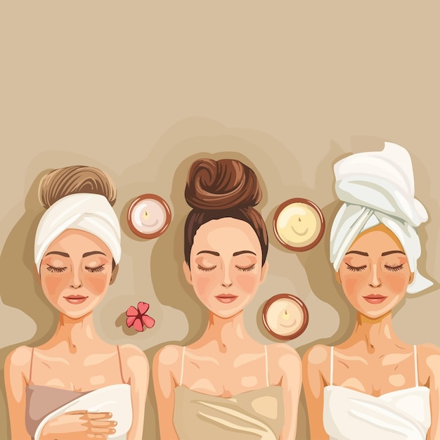 Vector a picture of women with towels and makeup on them