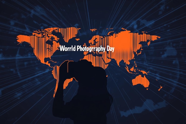 Vector picture world photography day photography technology digital typography logo for world photograph