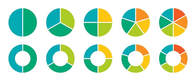 Pie chart infographic vector set illustration.