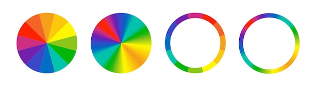 Pie charts diagrams Set of different color circles isolated Infographic elements