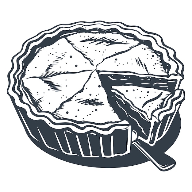 Vector pie dessert food vintage woodcut drawing vector