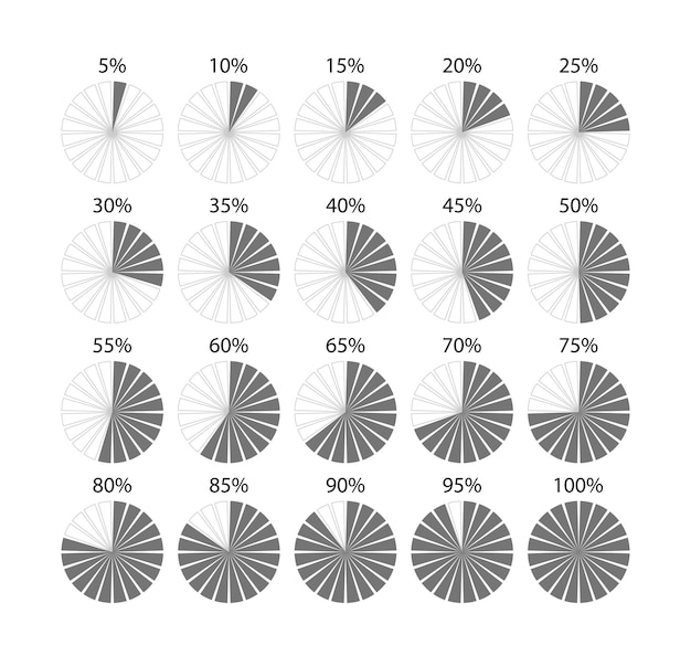 Pie diagram template Gray circle section graph Round chart Circular structure divided into segments