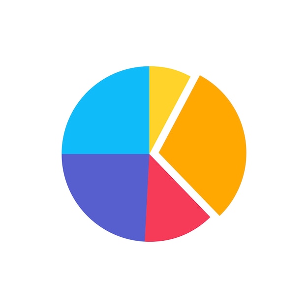 Pie graph icon. Vector flat illustration. Pie chart for infographic isolated on white