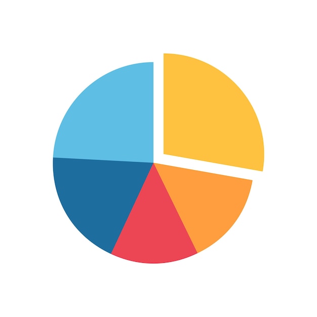 Pie graph icon. Vector flat illustration. Pie chart for infographic, ui, business presentation