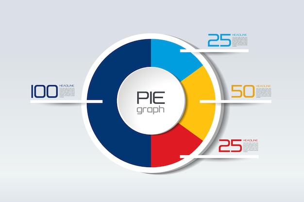 Pie round circle graph chart Simply color editable 3D Infographics element