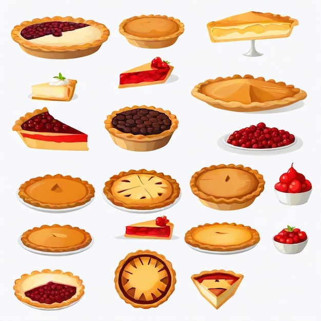 Vector pie vector set white background isolated a high qua