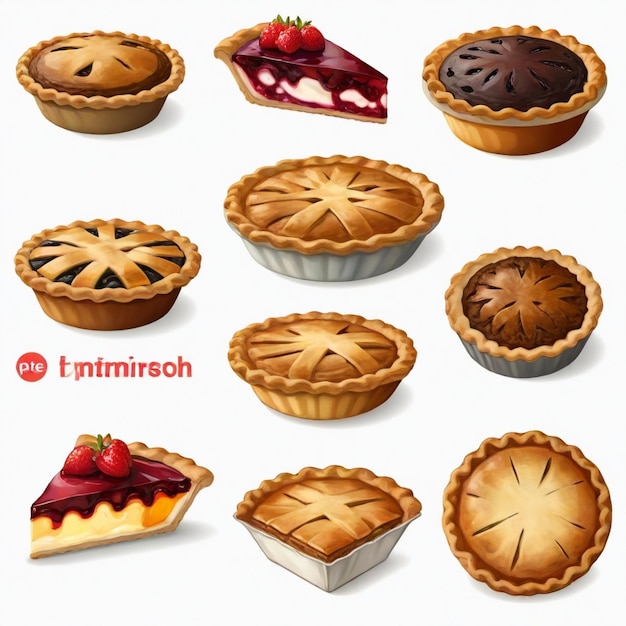 Vector pie vector set white background isolated