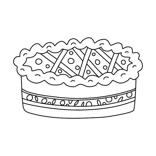 Pie with berries Vector doodle drawing