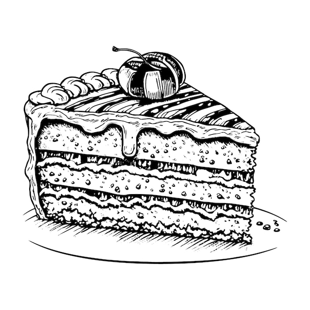 Piece of cake Hand Drawn Sketch on white background