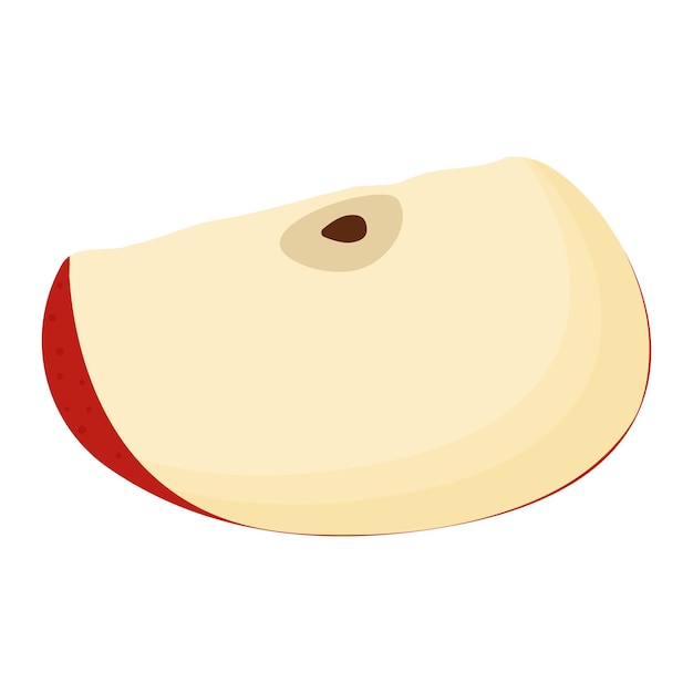 A piece of red apple isolated on white background Flat vector illustration