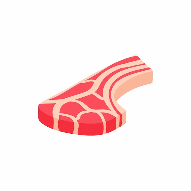 Piece of steak icon in isometric 3d style isolated on white background Food symbol