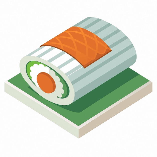 Vector a piece of sushi is on a piece of paper