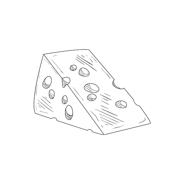 Piece Of Swiss Cheese Hand Drawn Realistic Sketch