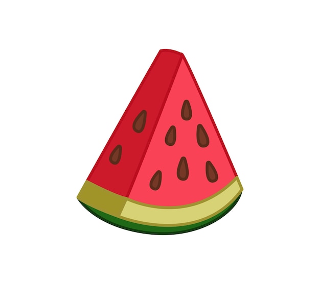 Piece of watermelon Vector illustration of a fruit in a cartoon childish style Isolated