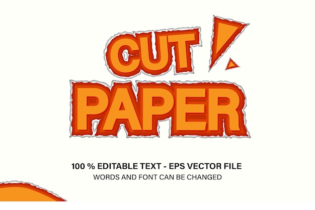 pieces of paper cut text effect with cutting effect