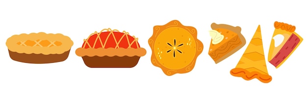 Pies Vector IllustrationThanksgiving and Holiday Pumpkin Pie